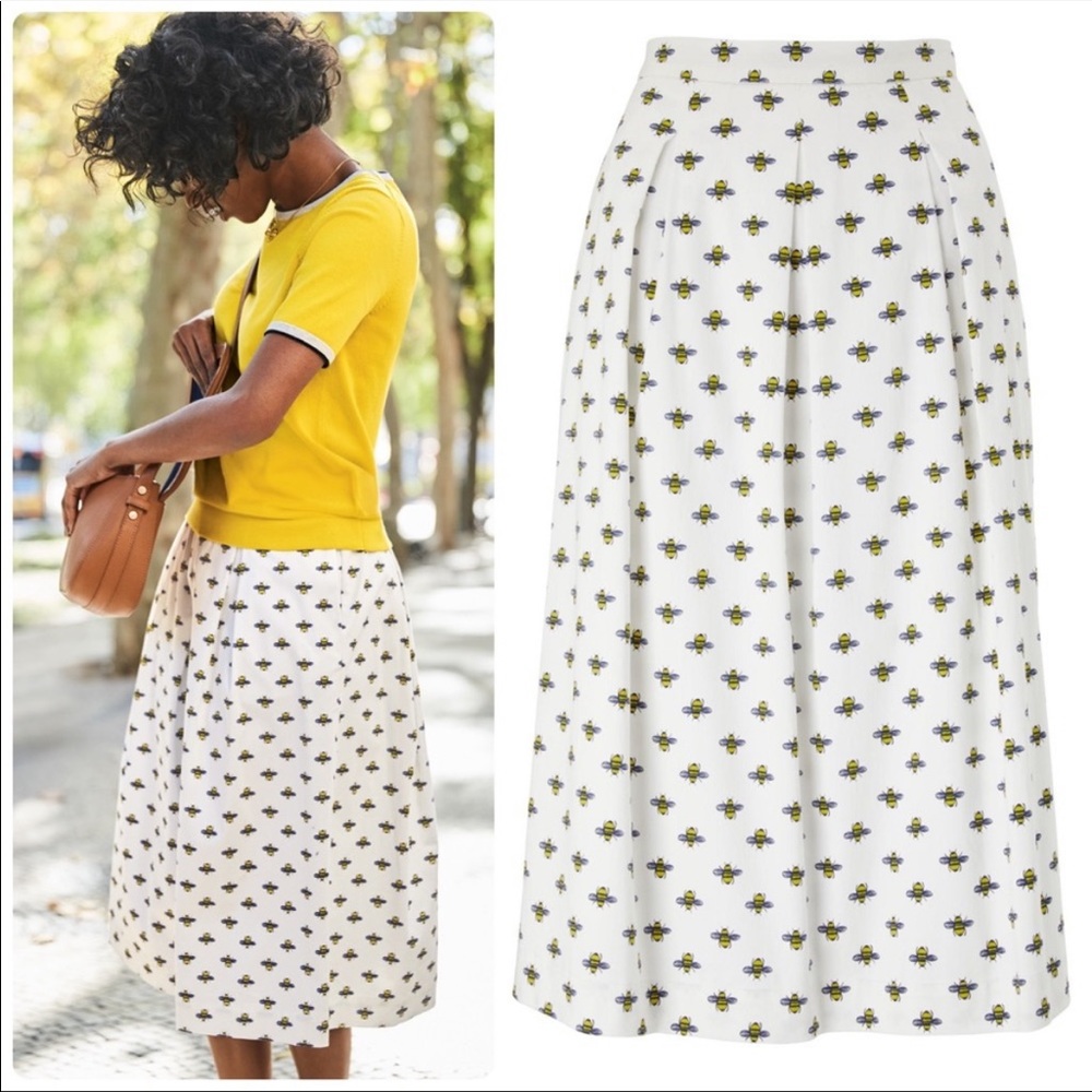 Boden Lola Honey Bee Pleated Skirt